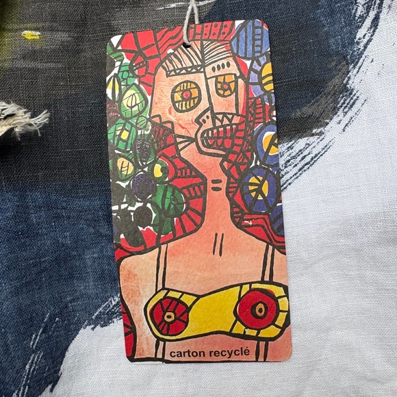 NWT Abstract Print Linen Drawstring Pants - Picture 6 of 11